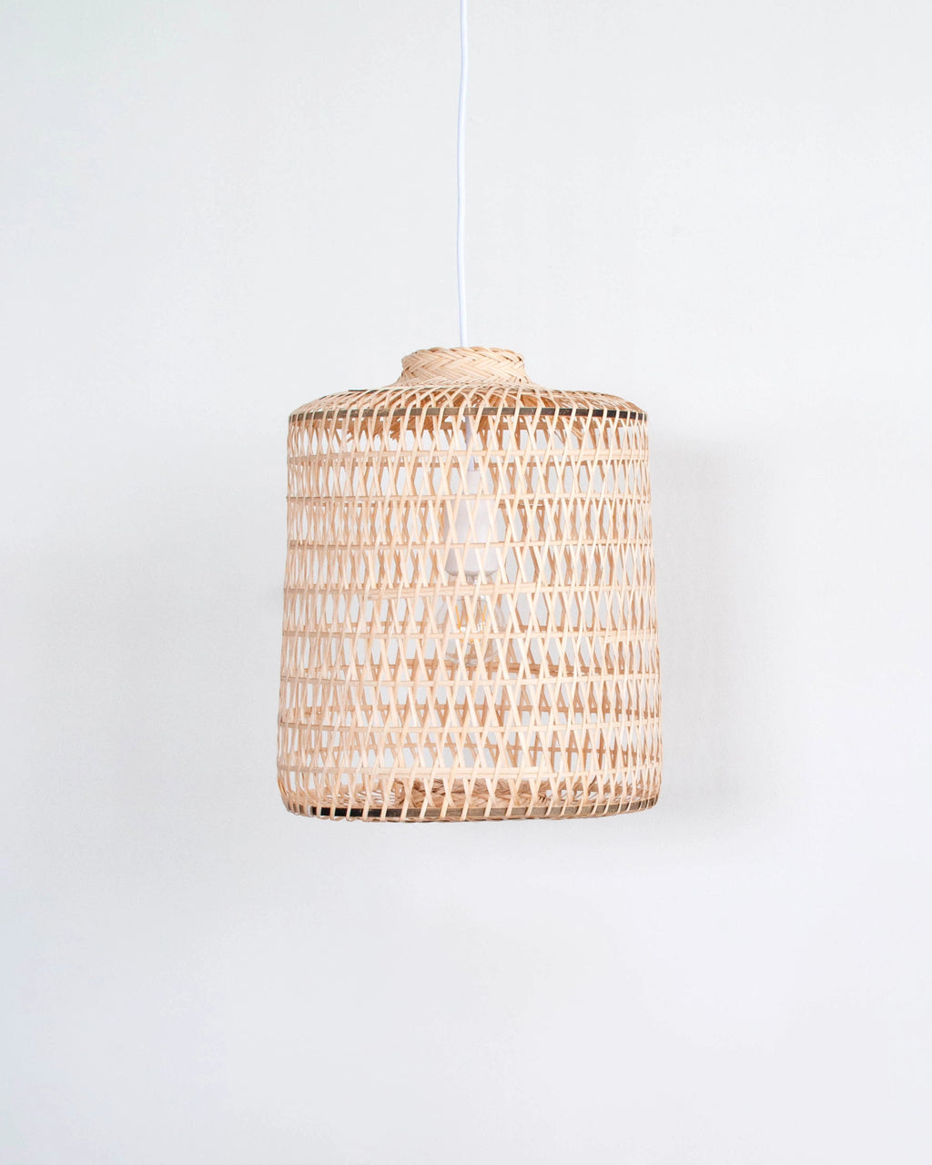 Ancient handwoven bamboo lantern boho style on white background