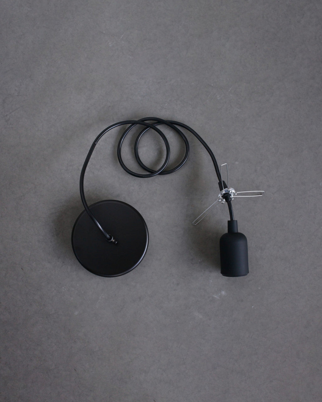 Pendant Lamp set with black canopy, black socket and cord with a lampshade holder