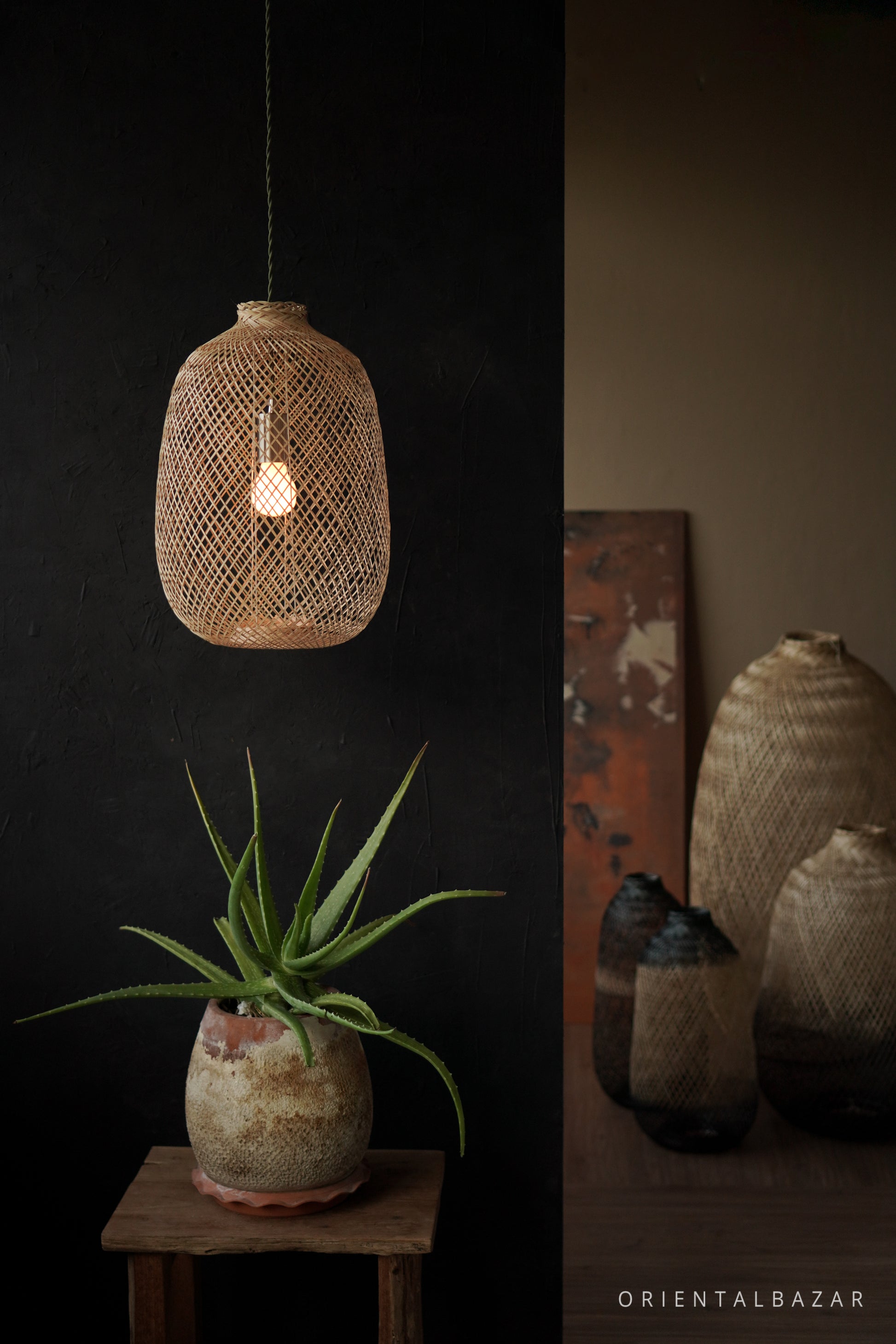 Flexible Bamboo Pendant Light - PL05 Natural Color