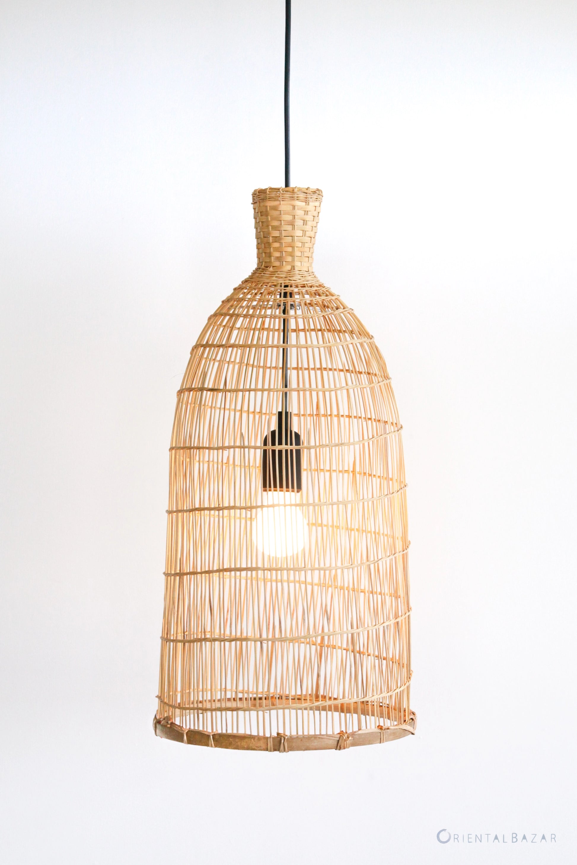 Fine Fish-Trap Bamboo Pendant Light, Wide - PL08