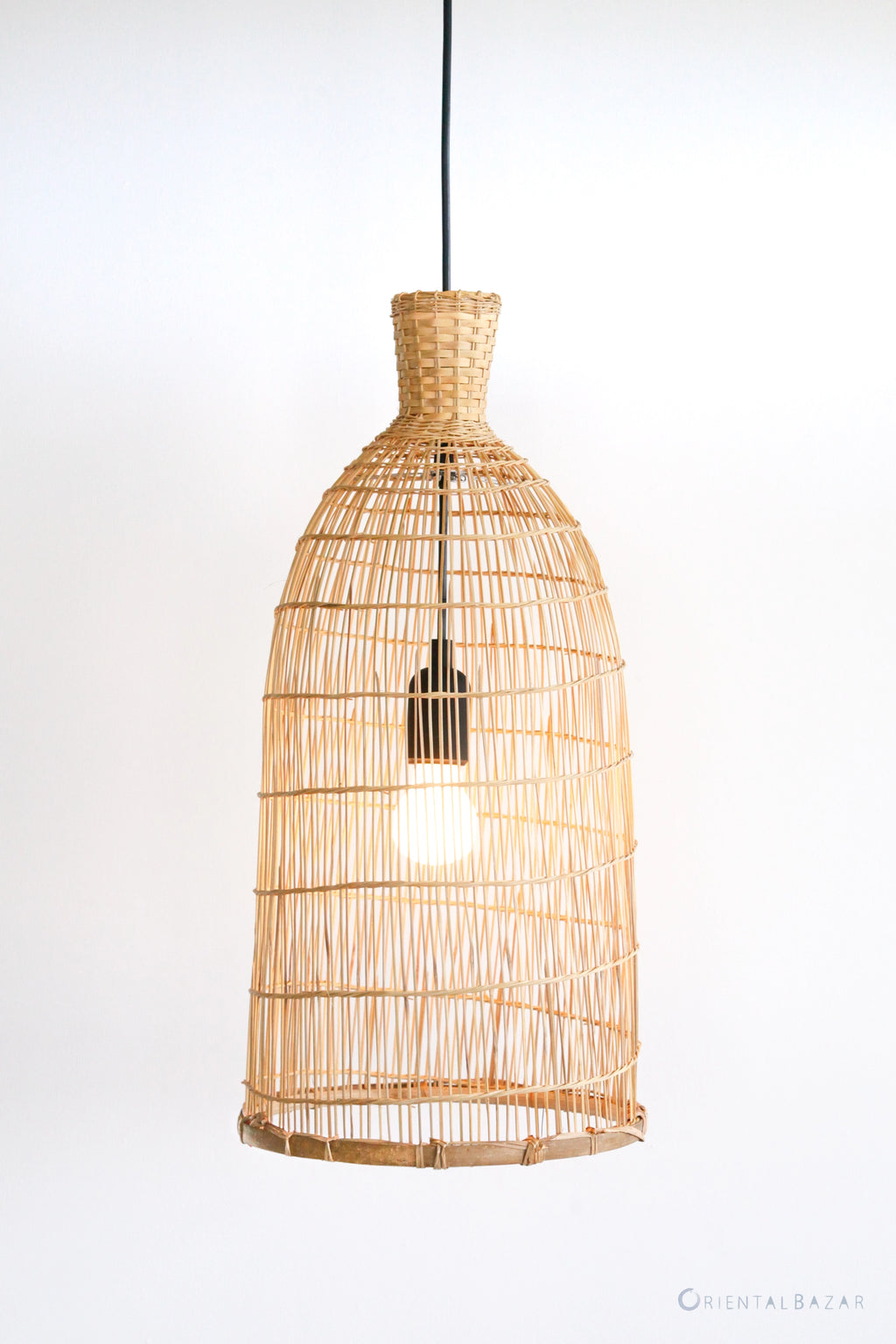 Fine Fish-Trap Bamboo Pendant Light, Wide - PL08