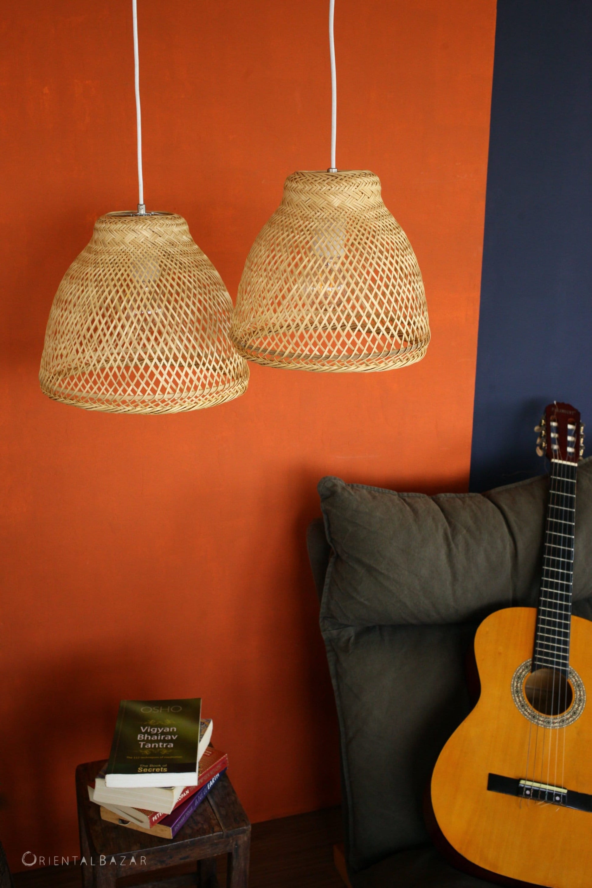 Bamboo Pendant Light, Bamboo Lightshade, Basket Pendant Light, Woven Lamp Shade, Hanging Light Fixture, Hanging Lamp, Wabi Sabi  Bell Lights