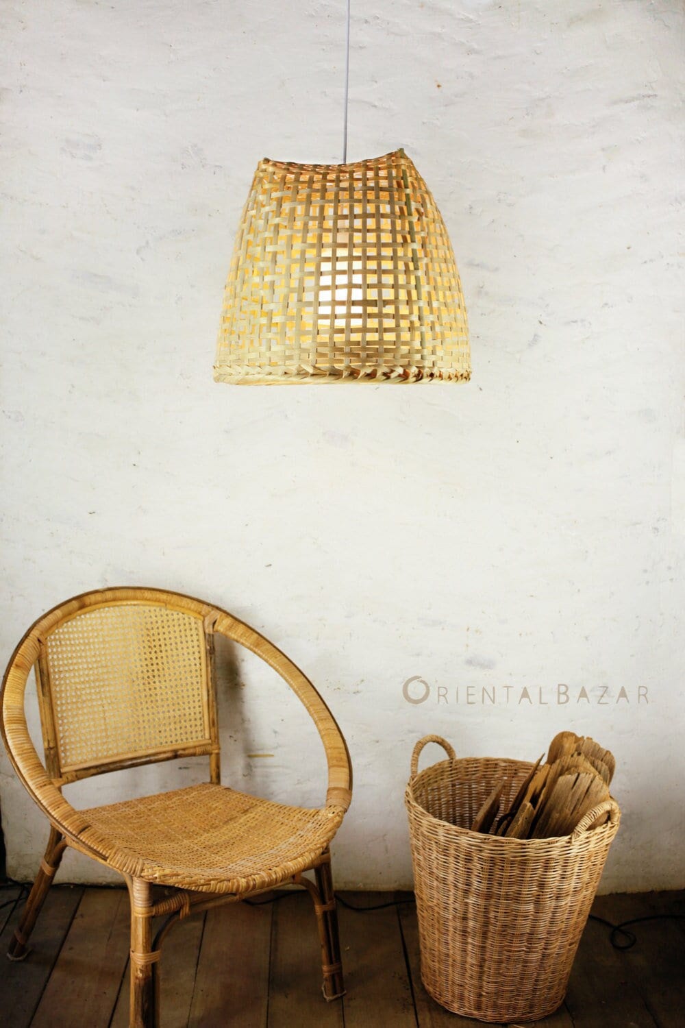 Bamboo Pendant Light, Basket Pendant Lamp, Woven Bamboo Basket Light, Hanging Lamp, Oversized Lamp, Bamboo Light Fixture, Artisan Lamp Shade